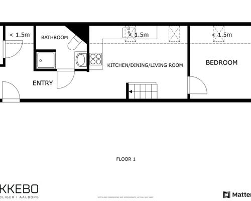 Lys 2-værelses lejlighed i Aalborg med gode faciliteter