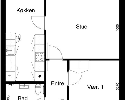 2 værelses hus i Gram