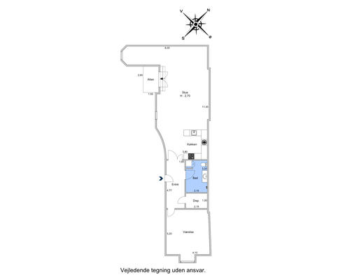 2 værelses lejlighed i København K