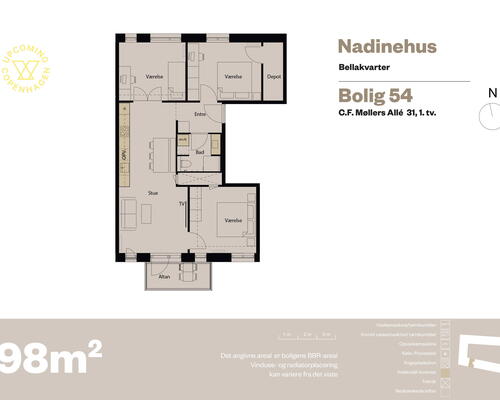 4 værelses lejlighed i København S