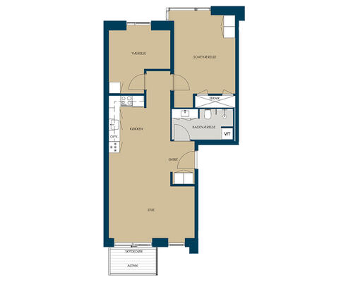 3 værelses lejlighed i Trekronergade124