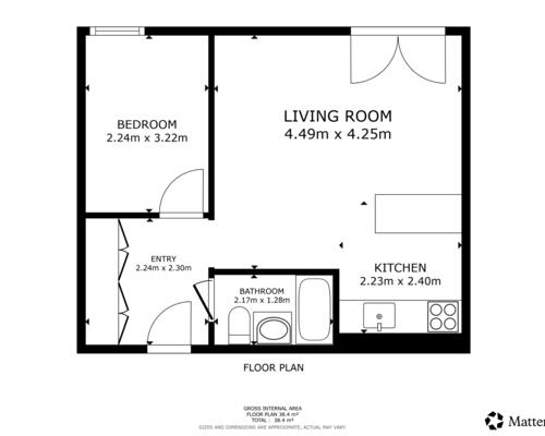 1 værelses lejlighed i København K