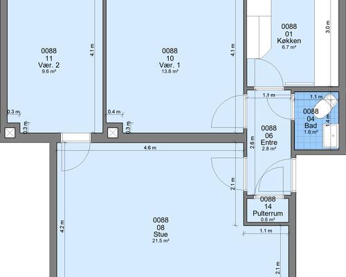 3 værelses lejlighed i Randers