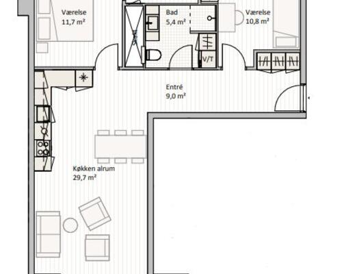 3 værelses lejlighed i Aalborg