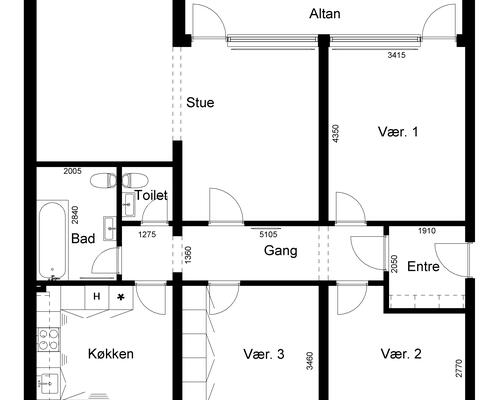 4 værelses lejlighed i Kjellerup