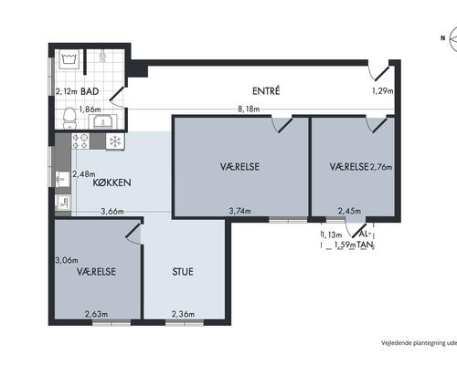 4 værelses lejlighed i Århus C