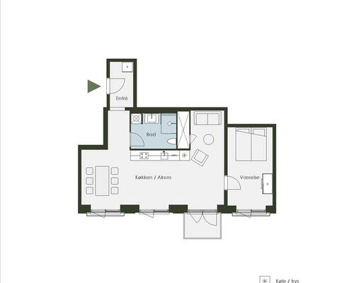 2 værelses lejlighed i København S