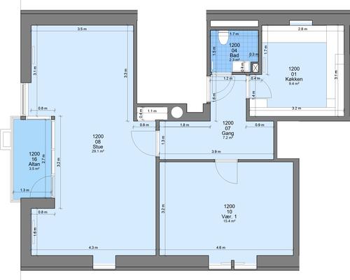 2 værelses lejlighed i Randers NØ