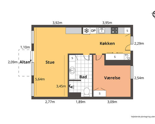 1 værelses lejlighed i Odense C