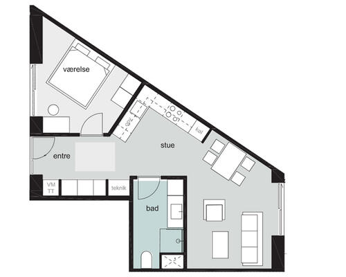 1 værelses lejlighed i Odense C