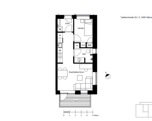 Lys 2-vær. på 54 m2 i gavlen. Moderne boliger i Tækkerhusene, Hillerød: Elevator og privat altan. Perfekt beliggenhed ved både natur og by liv