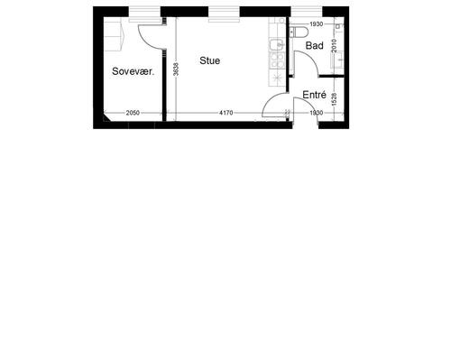 1 værelses lejlighed i Randers