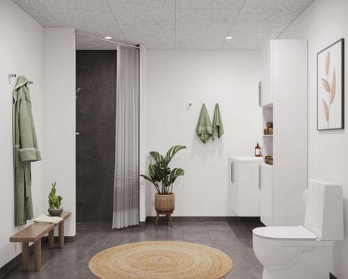 Lækkert 2-værelses rækkehus med god indretning. Obs. alle billeder, plantegninger og visualiseringer er vejledende. Denne bolig er spejlvendt ift. plantegningen.