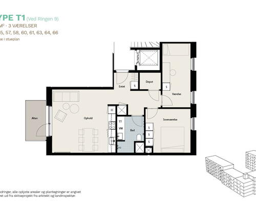 3 værelses lejlighed i Roskilde
