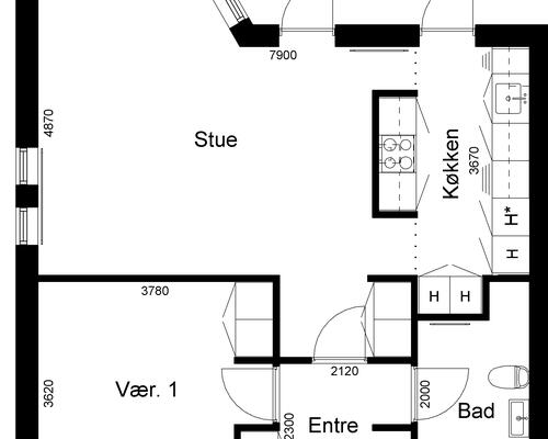 2 værelses hus i Videbæk