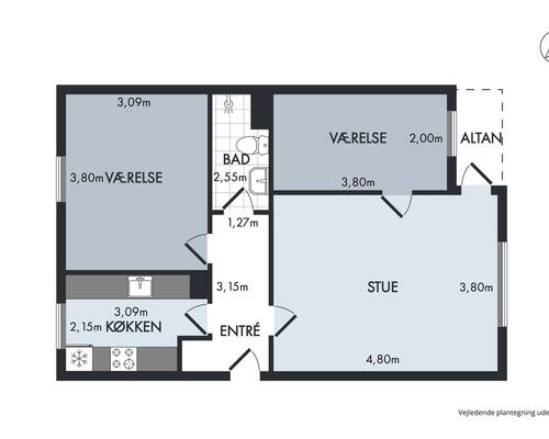 2 værelses lejlighed i Randers NV