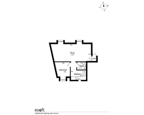 2 værelses lejlighed på 52 m²