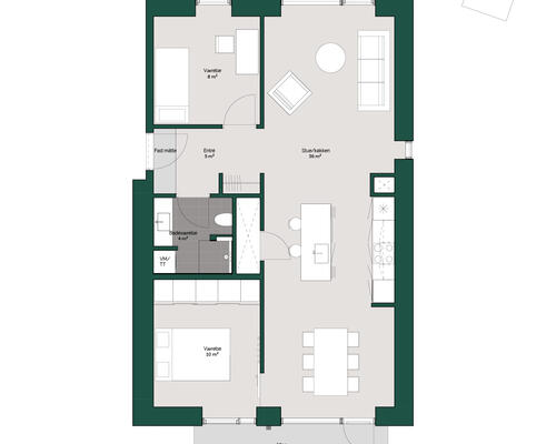 3 værelses lejlighed på 88 m²