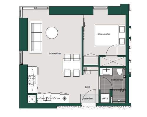 2 værelses lejlighed i Aalborg SV