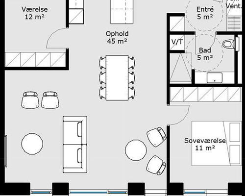 1 værelses lejlighed i Herning