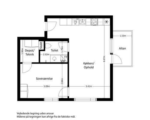 2 værelses lejlighed i Slagelse