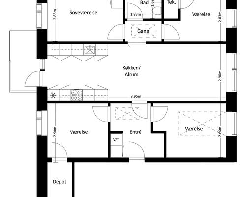 5 værelses lejlighed i Roskilde