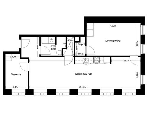 3 værelses lejlighed i Frederikssund