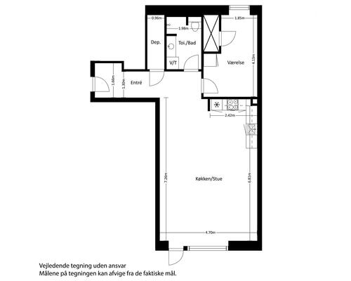 2 værelses lejlighed i Slagelse
