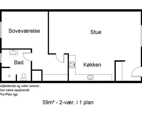 2 værelses lejlighed i Viby J