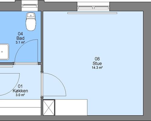 1 værelses lejlighed i Bramming