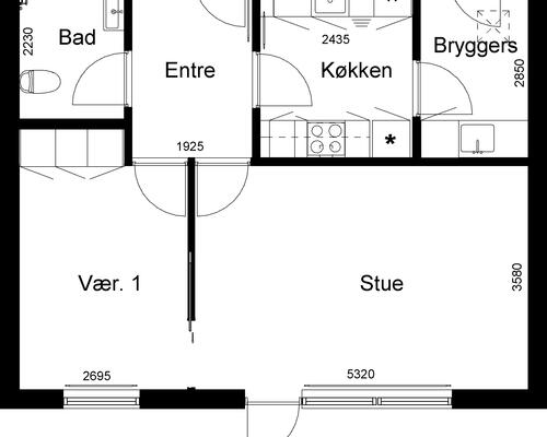 2 værelses hus i Klovborg