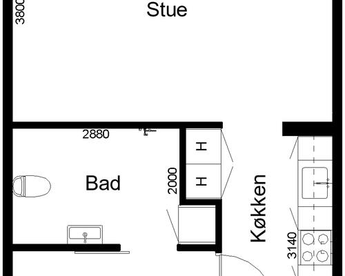 2 værelses hus i Rødding