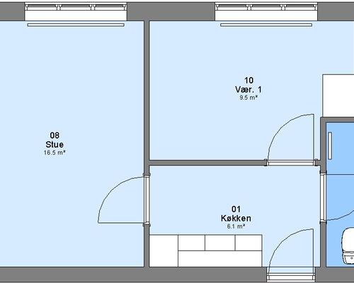 2 værelses lejlighed i Bramming
