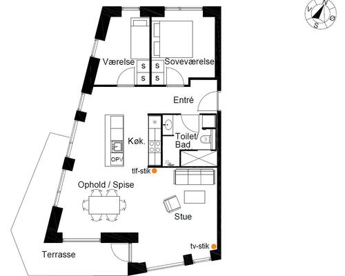 3 værelses lejlighed i København Ø