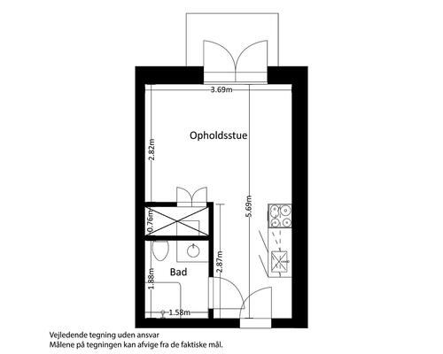 1 værelses lejlighed i Risskov