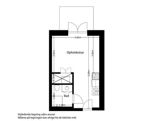 1 værelses lejlighed i Risskov