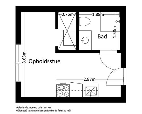 1 værelses lejlighed i Risskov
