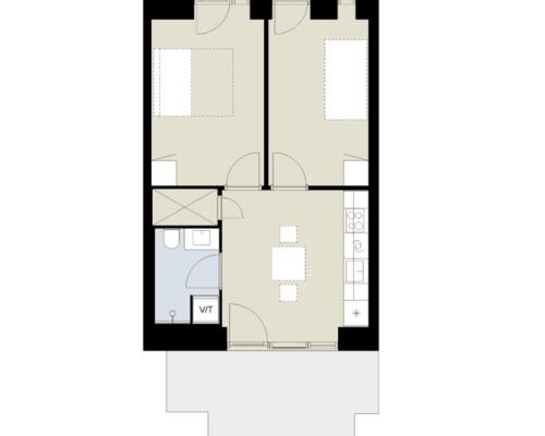 2 værelses lejlighed i Århus N