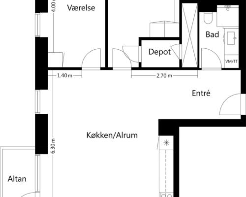 3 værelses lejlighed i Ballerup