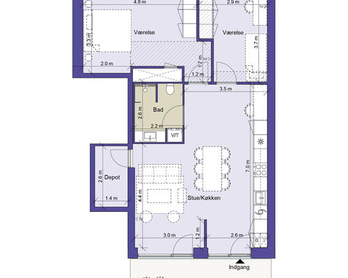 ER DU 50 ÅR ELLER OVER? STOR LEJEBOLIG MED GOD PLANLØSNING