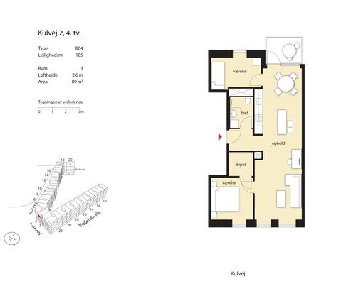 3 værelses lejlighed i København SV