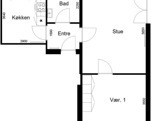 2 værelses lejlighed i Aabenraa