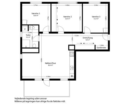 4 værelses lejlighed i Hellerup