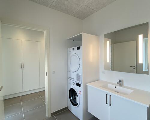 Nybygget dobbelthus med carport og have