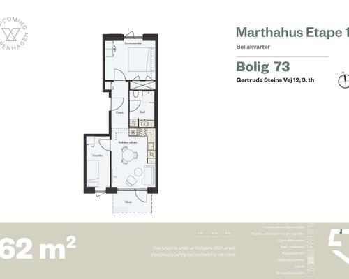 3 værelses lejlighed i København S