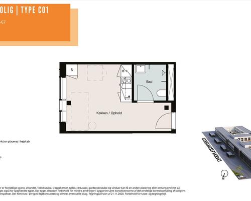 1 værelses lejlighed i Søborg