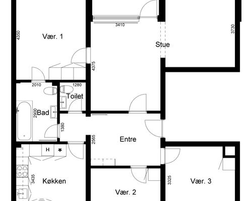 4 værelses lejlighed i Kjellerup