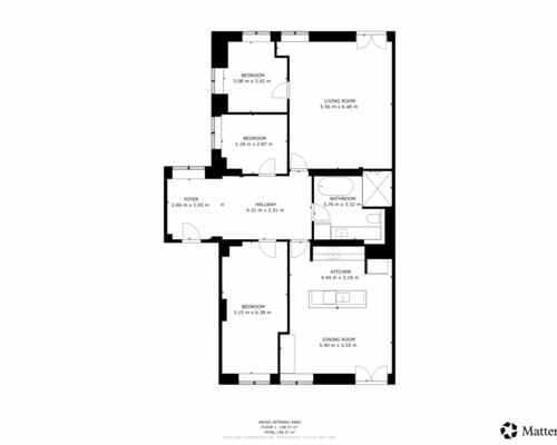 3 værelses lejlighed i København K