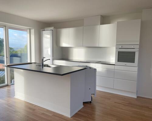 Nyopført rækkehus med terrasse, altan og udsigt over fjorden