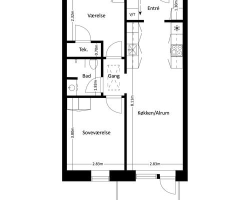 3 værelses lejlighed i Roskilde